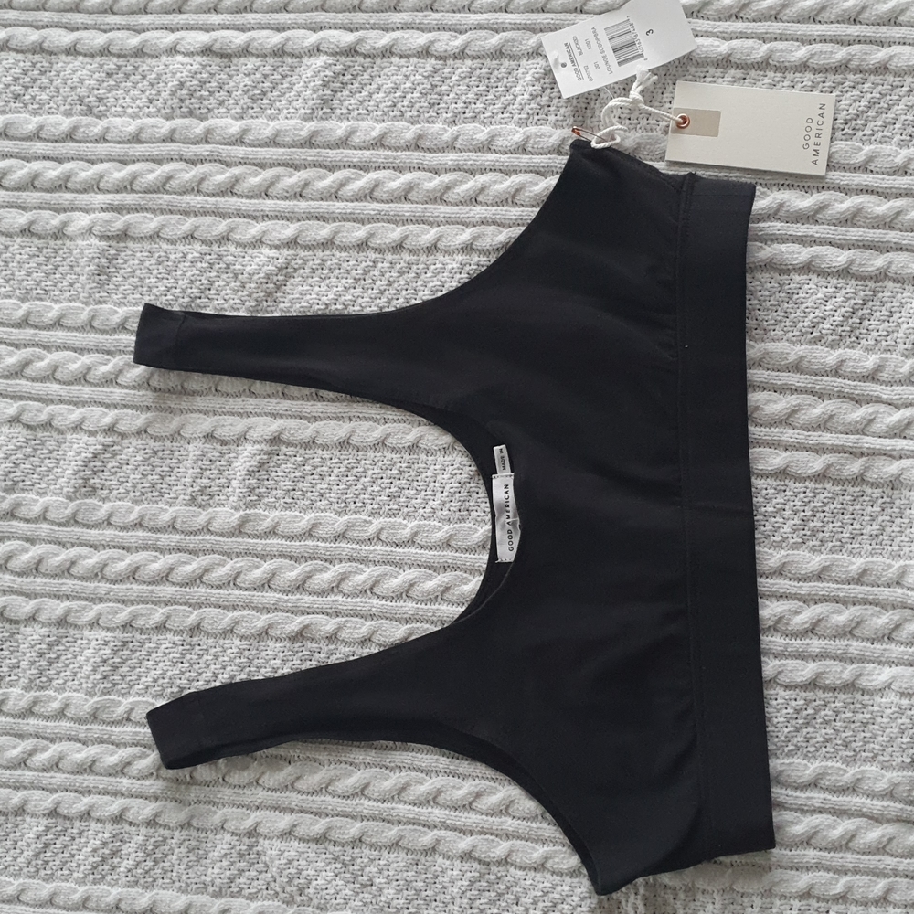 Good American Lounge Scoop Sports Bra Size 3 Black